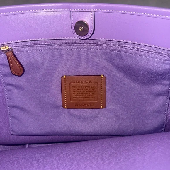 Coach Tan and Purple Shoulder Bag - Picture 2 of 5